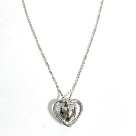 Purple Rhinestone Heart Pendant Necklace Silver Tone Dainty Chain Birthstone - Picture 6 of 7